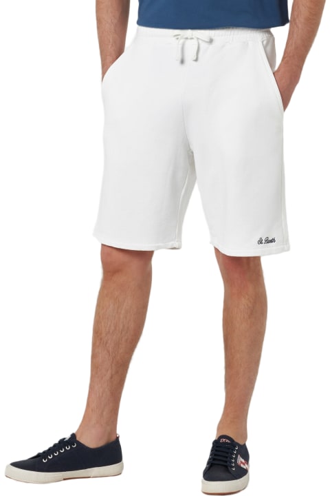 أدوات منزلية MC2 Saint Barth Man White Cotton Fleece Bermuda Shorts Randle