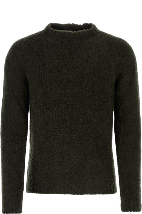Ten C Sweaters for Men Ten C Dark Green Wool Blend Sweater