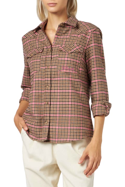 Homeware MC2 Saint Barth Woman Overshirt With Pied De Poule Print