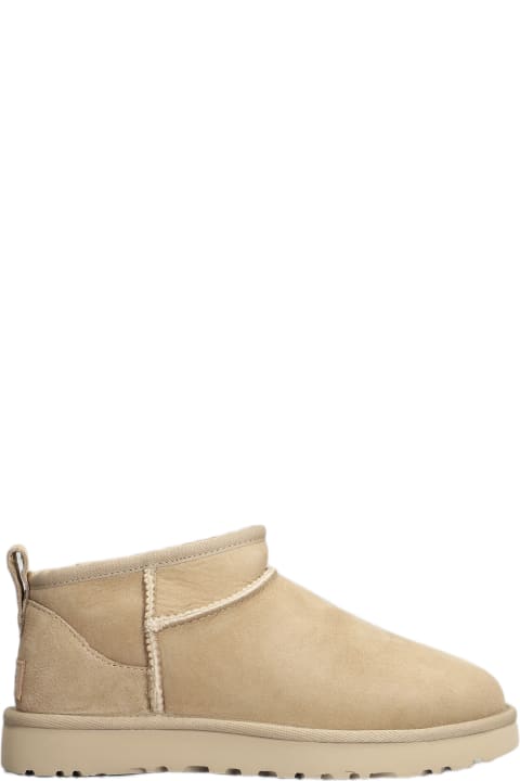UGG Flat Shoes for Women UGG Classic Ultra Mini Low Heels Ankle Boots In Beige Suede
