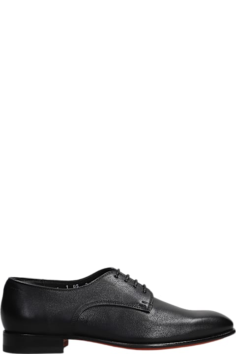 Santoni for Men Santoni Archer Lace Up Shoes In Black Leather