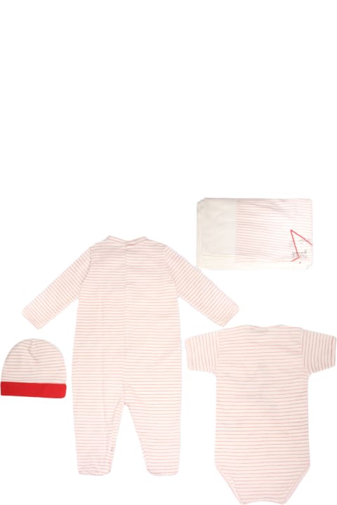 Fashion for Baby Girls Golden Goose Red And White Cotton 4 Pieces Nursery Set