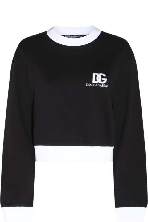 Dolce & Gabbana Fleeces & Tracksuits for Women Dolce & Gabbana Black And White Cotton Sweatshirt