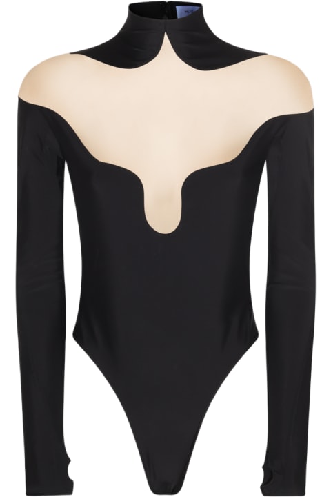 Underwear & Nightwear for Women Mugler Black And Nude Panelled Illusion Bodysuit