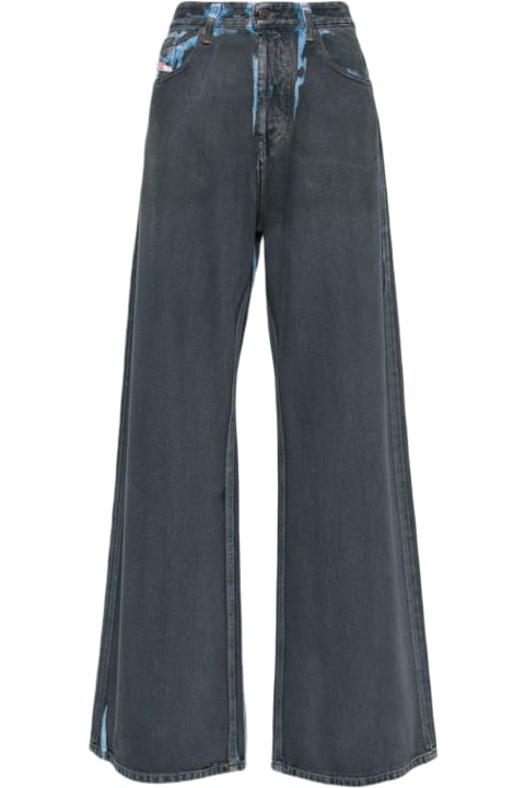 Fashion for Men Diesel 1996 D-sire-s1 Blue denim loose pant with black coating detail - 1996 D-Sire