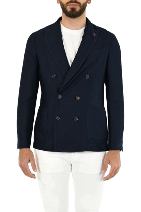 Lardini Coats & Jackets for Men Lardini Double-breasted Blazer With Logo Plaque