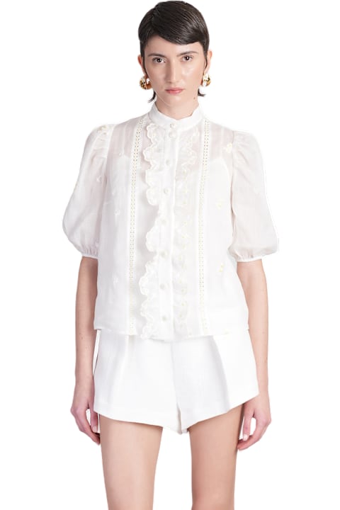 Homeware Zimmermann Shirt In White Ramie
