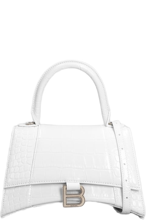 Bags Sale for Women Balenciaga Hourglass B Shoulder Bag In White Leather