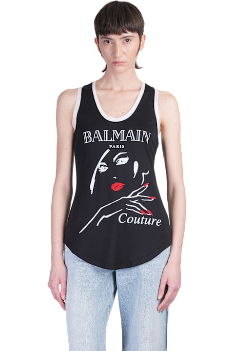 Balmain Clothing for Women Balmain Tank Top In Black Wool And Polyester