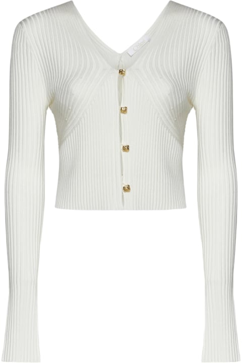 Sweaters for Women Chloé Wool Curved Rib Cardigan