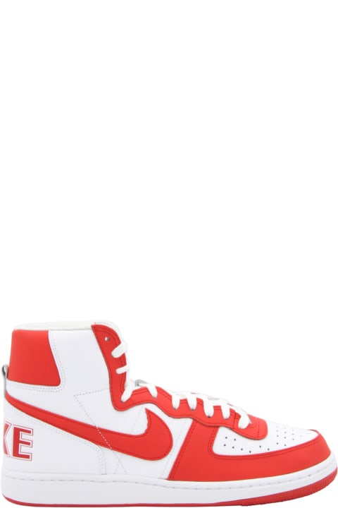Fashion for Men Comme des Garçons White And Red Leather Sneakers