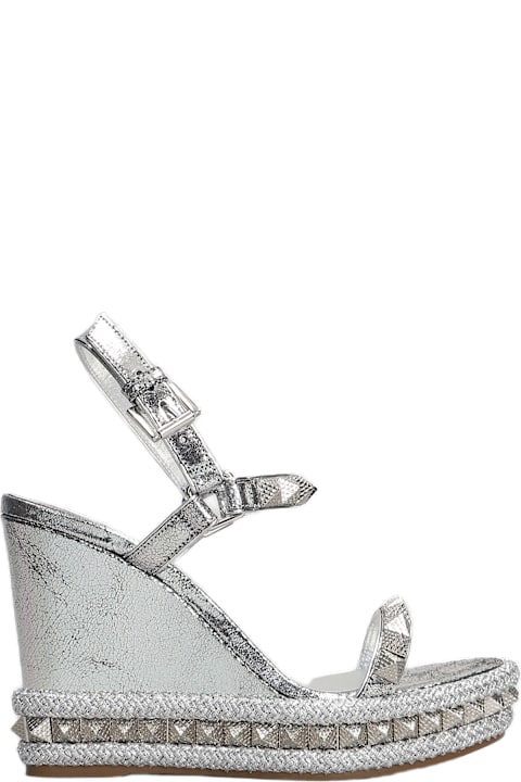 Christian Louboutin Sandals for Women Christian Louboutin Pyraclou 110 Sandals In Silver Leather