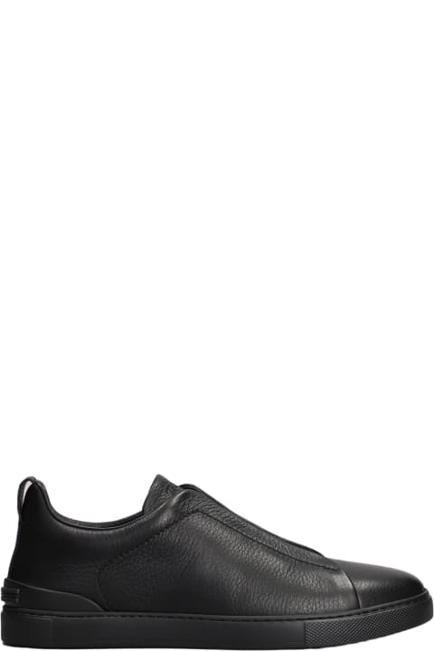 Zegna for Men Zegna Triple Stich Sneakers In Black Leather