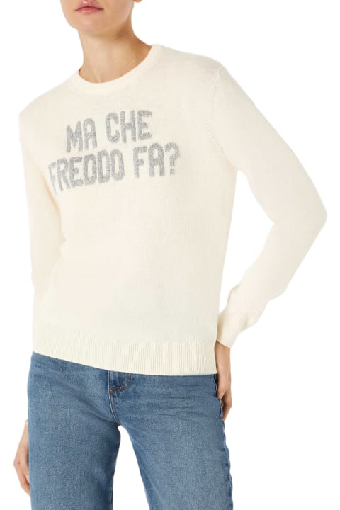 ウィメンズ新着アイテム MC2 Saint Barth Woman Sweater With Ma Che Freddo Fa? Print