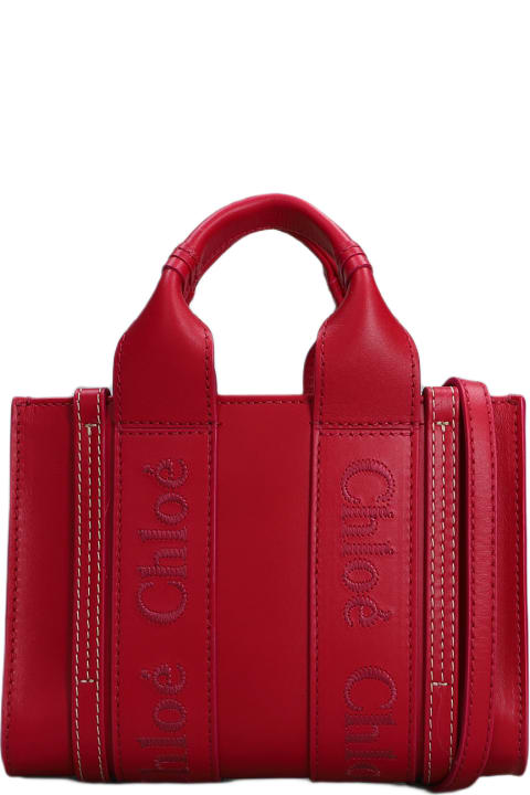 Chloé Women Chloé Woody Hand Bag In Rose-pink Leather