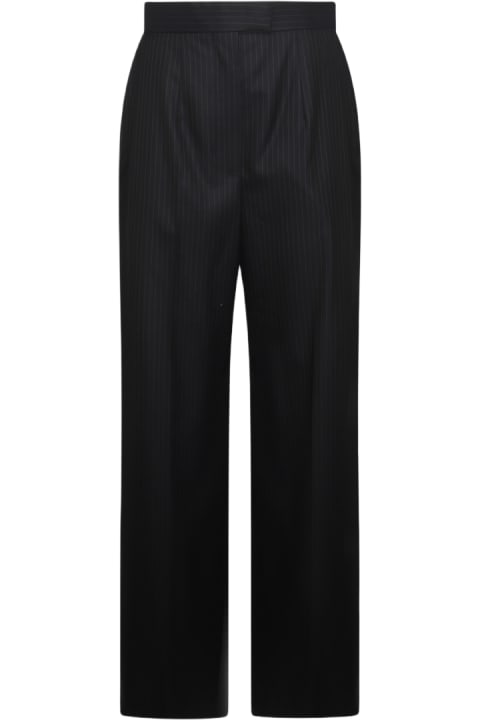 【関税&送料込】Alexander Mcqueen Wide Navy Blue Wool Trouse Alexander McQueen Wide navy blue wool trousers | VAZLUXE.COM