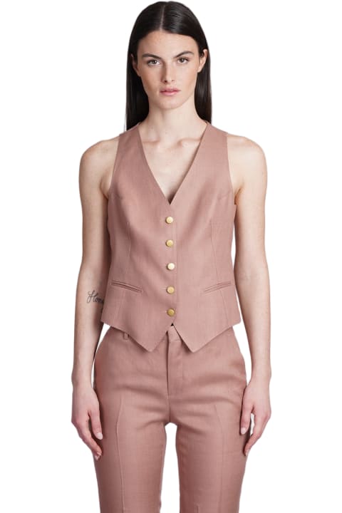 Tagliatore 0205 Coats & Jackets for Women Tagliatore 0205 Gaelle Vest In Rose-pink Linen