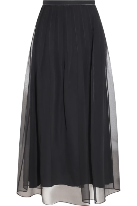 Skirts for Women Brunello Cucinelli Dark Blue Silk Skirt