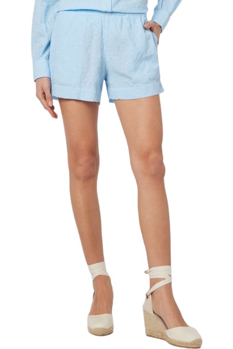 Homeware MC2 Saint Barth Woman Sangallo Cotton Pull Up Shorts Meave