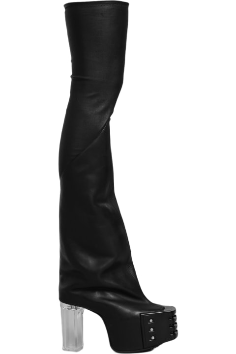 Rick Owens for Women Rick Owens Flared Platforms 45 Boots In Black Leather