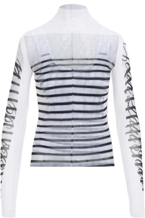 Homeware Jean Paul Gaultier Spandex Mesh Printed Feathers Mariniere Top