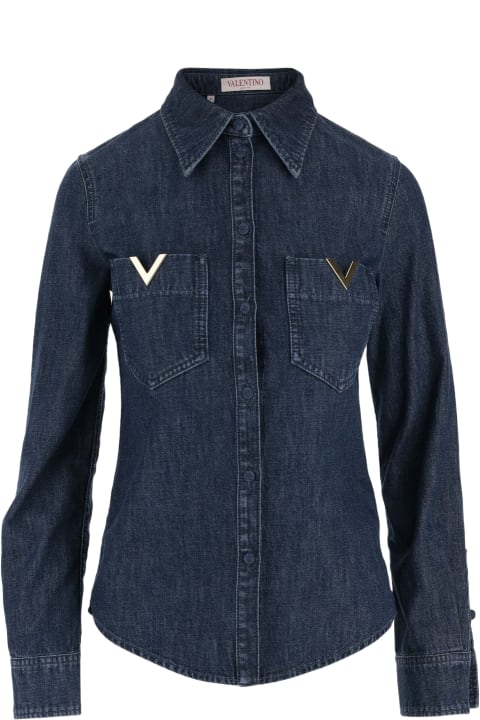 Clothing for Women Valentino Cotton Denim Shirt With Vlogo