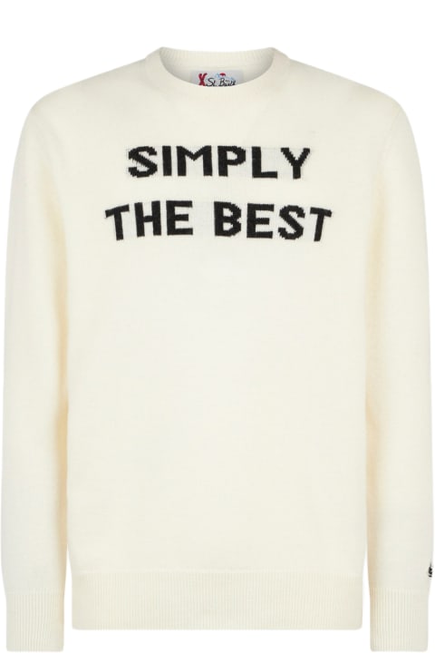 Homeware MC2 Saint Barth Man Crewneck Sweater With Simply The Best Jacquard Print | Niki Dj Special Edition