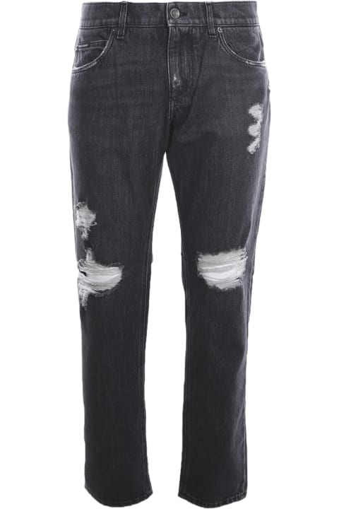 Fashion for Men Dolce & Gabbana Distressed Cotton Denim Jeans