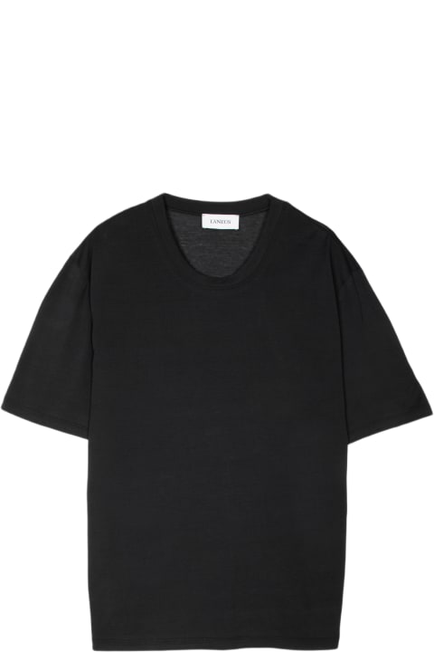 Laneus Topwear for Women Laneus Crewneck Man Black ultra-light cotton t-shirt