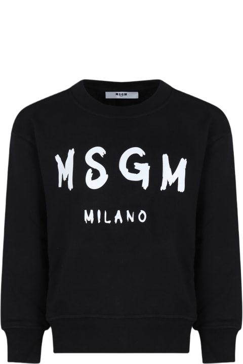 MSGM Sweaters & Sweatshirts for Women MSGM Black Sweashirt For Kids With Logo