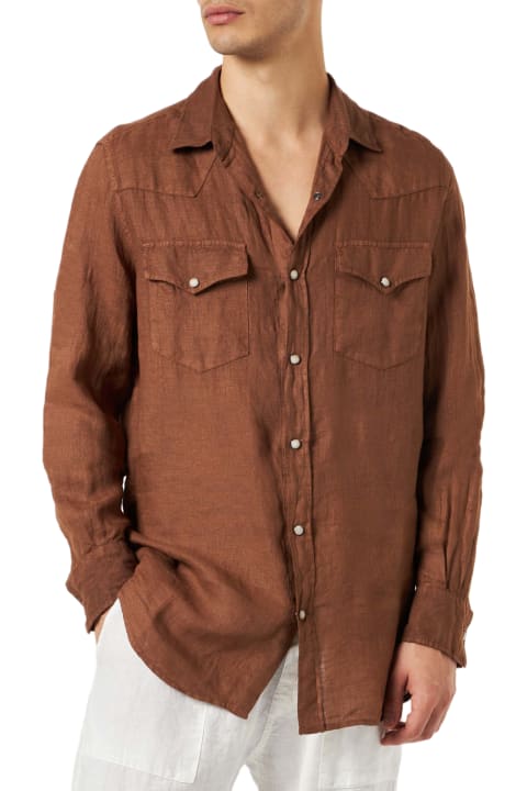 Homeware MC2 Saint Barth Man Brown Linen Shirt