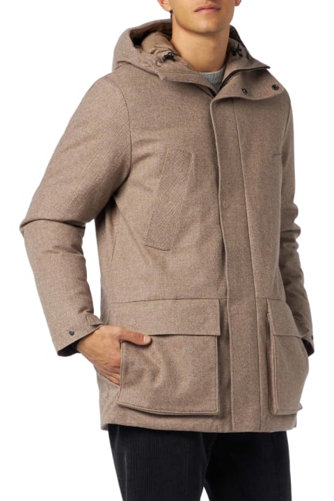 MC2 Saint Barth for Kids MC2 Saint Barth Man Hooded Parka Voyager With Herringbone Print