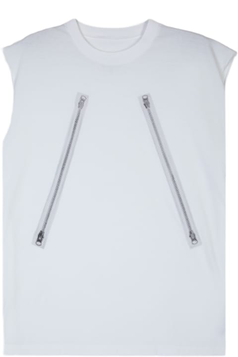 MM6 Maison Margiela Topwear for Men MM6 Maison Margiela Canottiera White Sleveless T-shirt With Zip Print