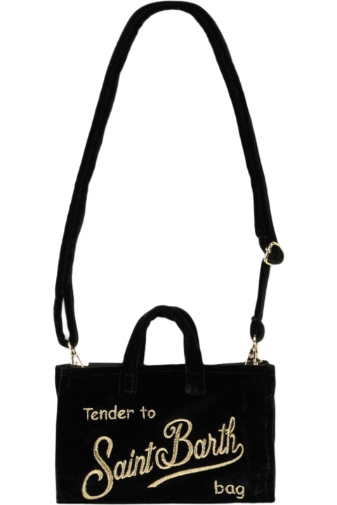 MC2 Saint Barth إكسسورات إلكترونيات لـ السيدات MC2 Saint Barth Black Velvet Phone Holder Micro Bag