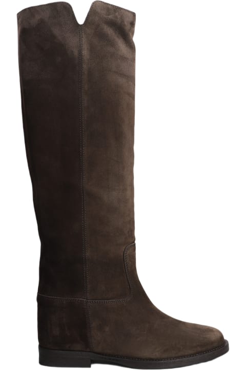 Boots for Women Via Roma 15 In Dark Brown Suede