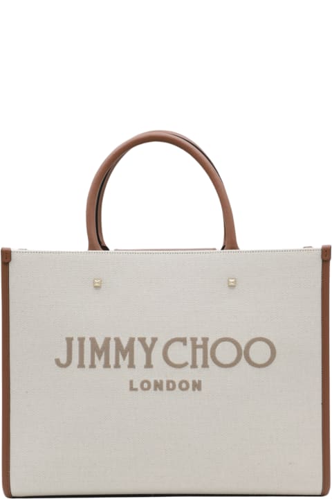 Jimmy Choo for Women Jimmy Choo Natural Canvas And Leather Avenue Tote Bag