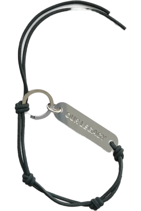 Keyrings for Women Our Legacy Ladon Key Ring Black knotted leather cord key ring with logo tag - Ladon key ring