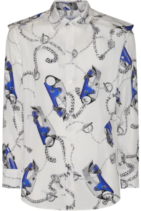 Burberry Sale for Women Burberry White And Blue Silk Shirt