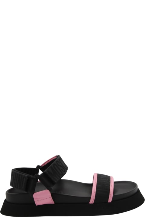 Moschino for Women Moschino Black And Pink Logo Sandals