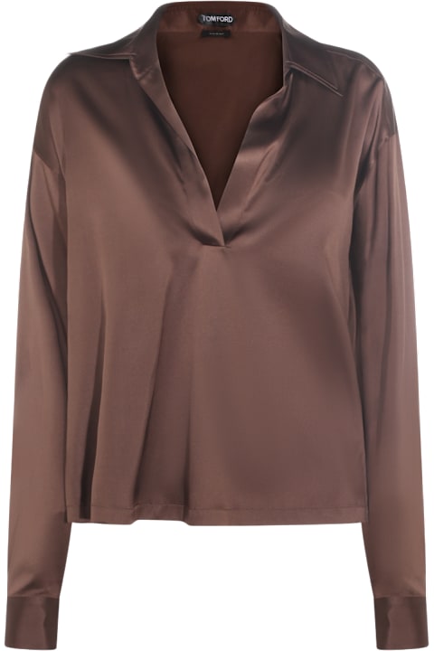 Homeware Tom Ford Brown Silk Polo Shirt