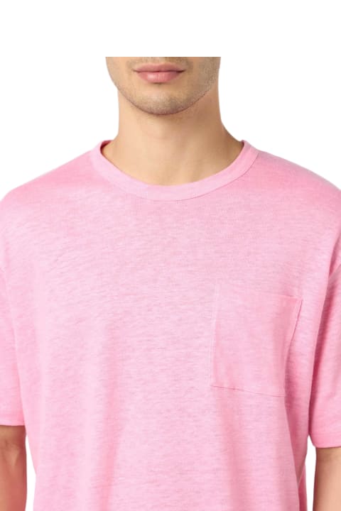 Homeware MC2 Saint Barth Man Pink Linen Jersey T-shirt Ecstasea With Pocket