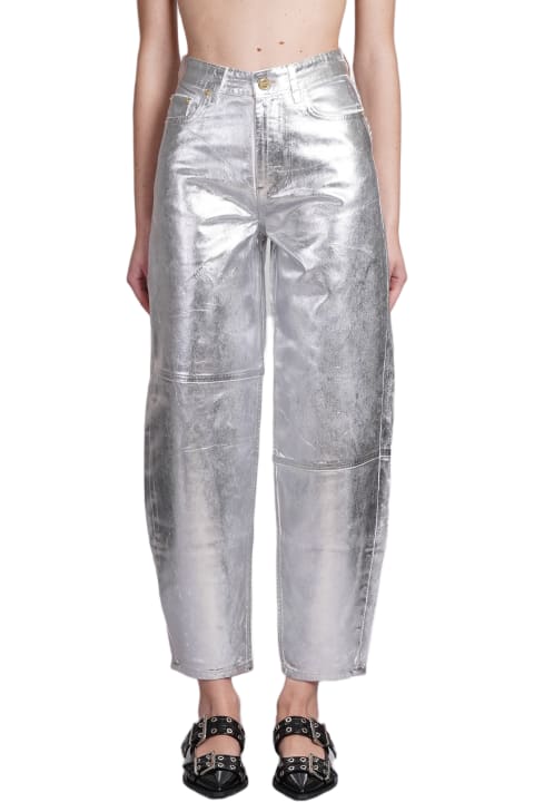 Jeans for Women Ganni Jeans In Silver Cotton