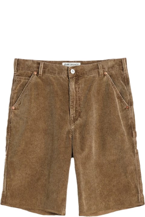 Our Legacy Pants for Men Our Legacy Joiner Short Light brown corduroy work shorts with spray paint - Joiner Short