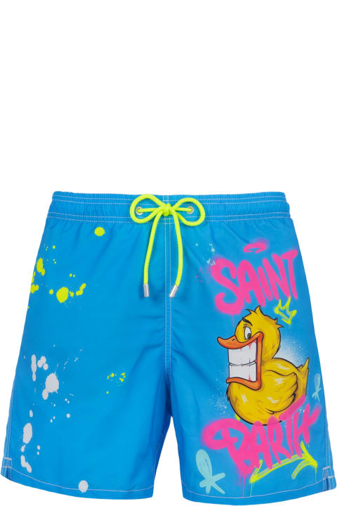 Homeware MC2 Saint Barth Man Mid-length Gustavia Swim-shorts With Ducky Cryptopuppets Placed Print| Cryptopuppets Special Edition