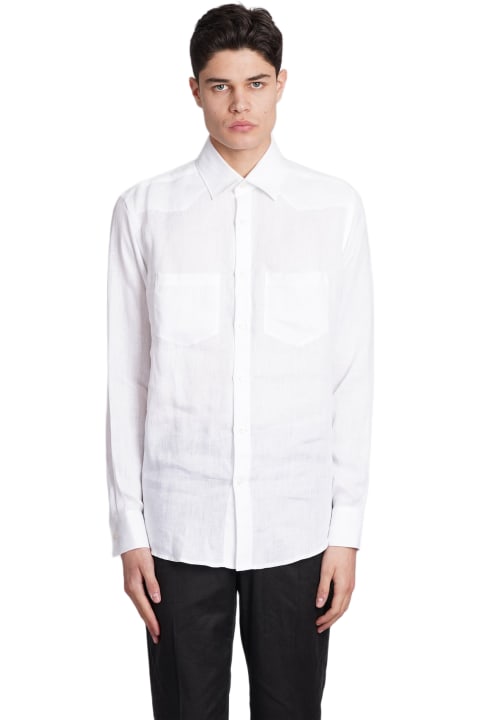 Low Brand Shirts for Men Low Brand Shirt S141 Shirt In White Linen