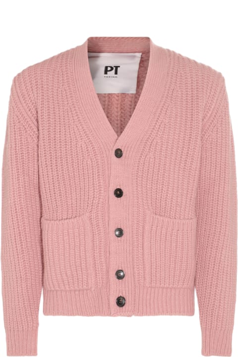 メンズ PT Torinoのニットウェア PT Torino Pink Wool Blend Cardigan