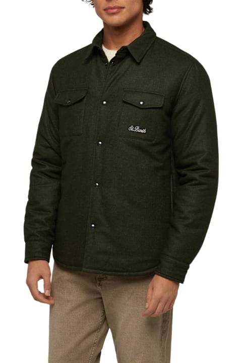 Homeware MC2 Saint Barth Wooly Green Overshirt Chalet With St. Barth Embroidery