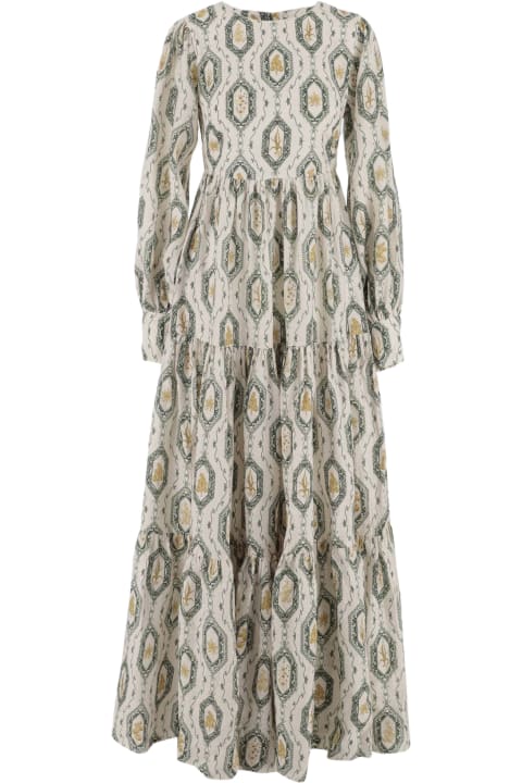 Linen Maxi Dress With Printed Pattern