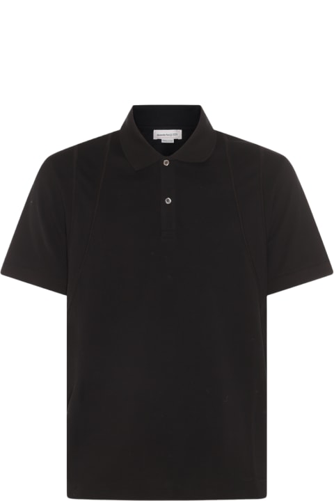 メンズ新着アイテム Alexander McQueen Black Cotton Polo Shirt
