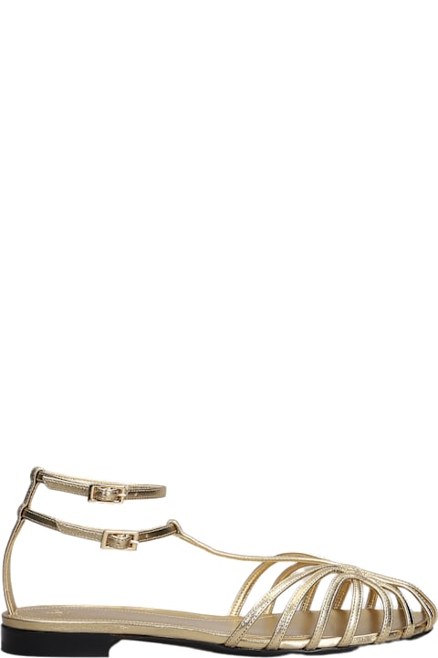 Alevì Flat Shoes for Women Alevì Elena 005 Flats In Gold Leather